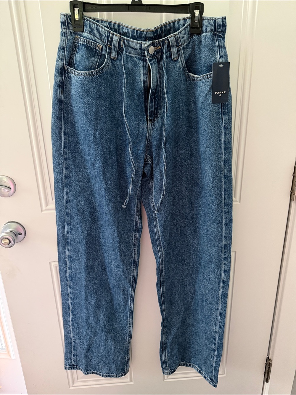 NWT Parke x Target - Size 8 - Women’s Mid-Rise Drawstring Baggy Jeans - med wash